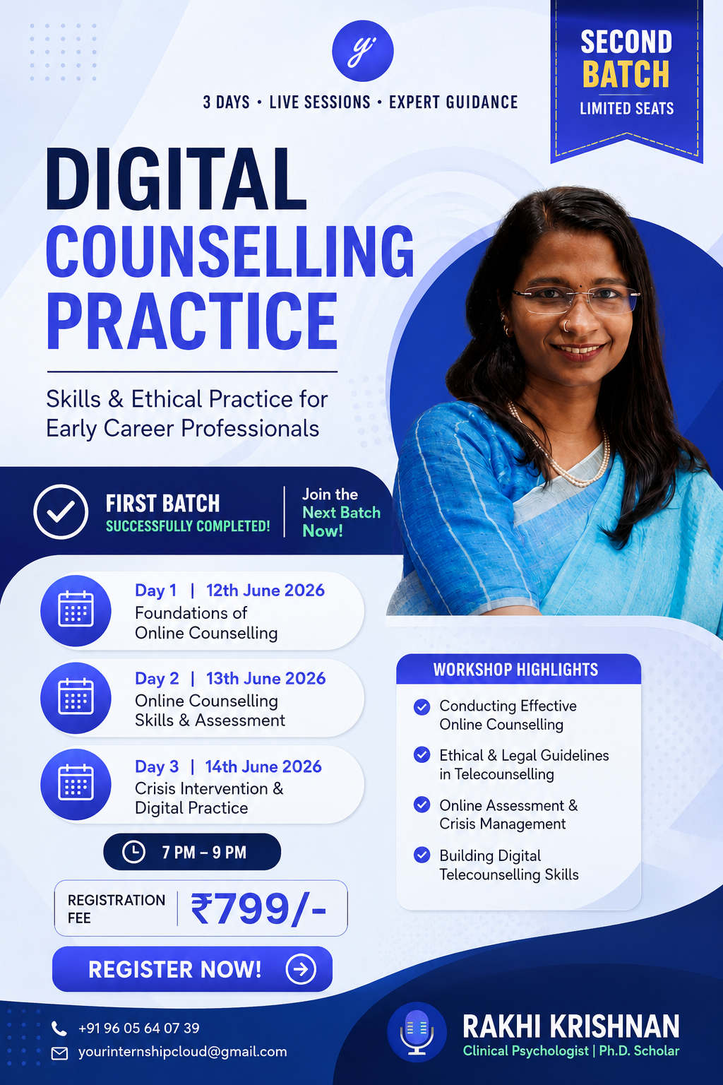 Digital Counselling Practice workshop details poster